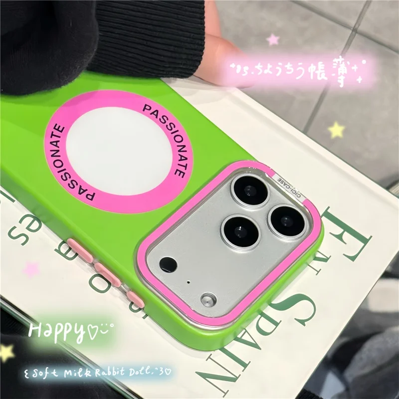 CICI-CITY Capa para iPhone 17 Pro Max Compatível com MagSafe, Capa IMD Mate PC + TPU com Moldura da Câmara Removível - Amarelo