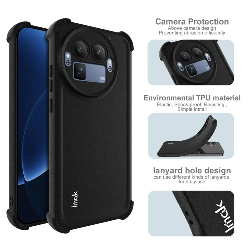 IMAK For Realme GT 8 Pro 5G Case TPU Phone Cover Airbag Shockproof Protection - Matte Black