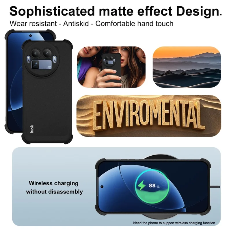 IMAK For Realme GT 8 Pro 5G Case TPU Phone Cover Airbag Shockproof Protection - Matte Black