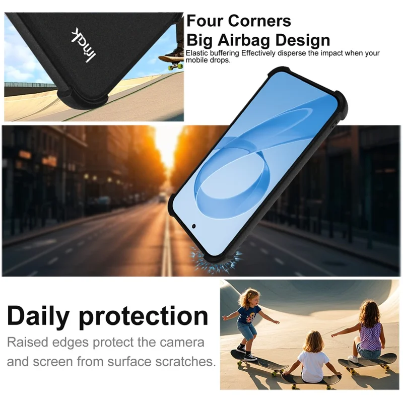 IMAK voor Xiaomi Poco F8 Ultra / Redmi K90 Pro Max 5G hoesje TPU telefoonhoesje Airbag stootvaste bescherming - Mat zwart