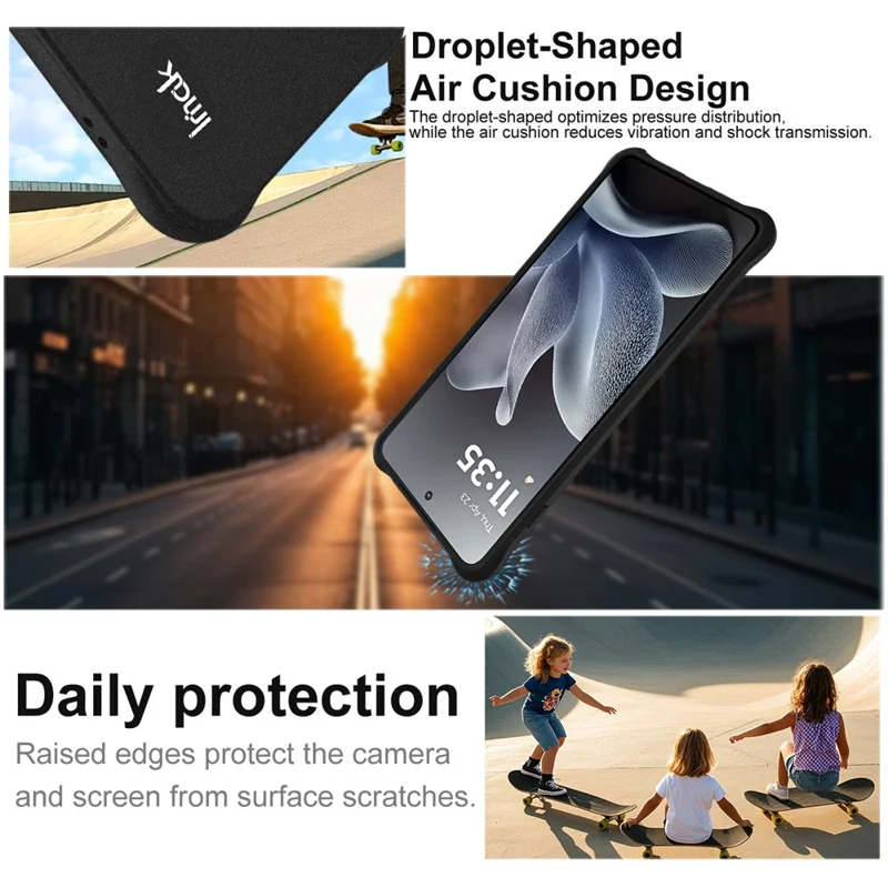 IMAK til Motorola Edge 70 5G TPU-håndholdt beskyttelsesdæksel med luftkammer stødfast - Matt sort