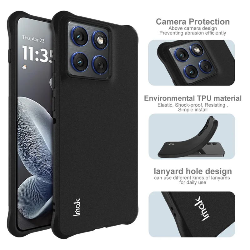 IMAK til Motorola Edge 70 5G TPU-håndholdt beskyttelsesdæksel med luftkammer stødfast - Matt sort