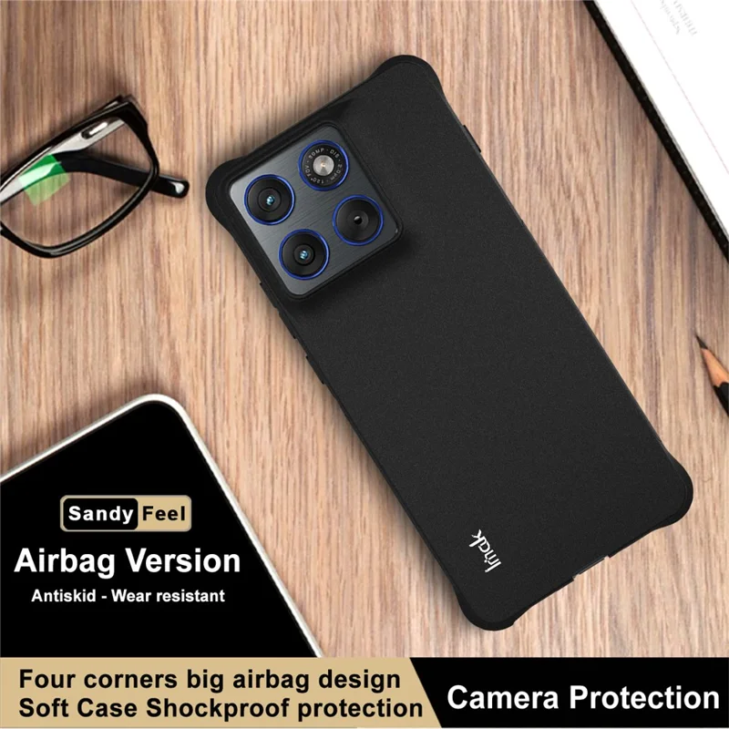 IMAK til Motorola Edge 70 5G TPU-håndholdt beskyttelsesdæksel med luftkammer stødfast - Matt sort