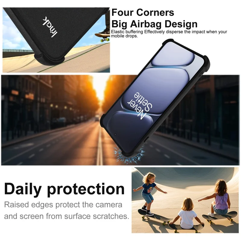 IMAK Funda para OnePlus Ace 6 5G / 15R 5G, Funda de TPU para Teléfono, Protección a Prueba de Golpes con Airbag - Negro Mate