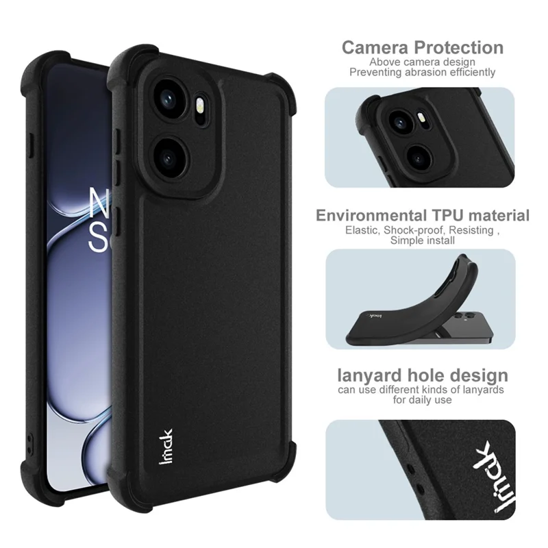 IMAK Funda para OnePlus Ace 6 5G / 15R 5G, Funda de TPU para Teléfono, Protección a Prueba de Golpes con Airbag - Negro Mate