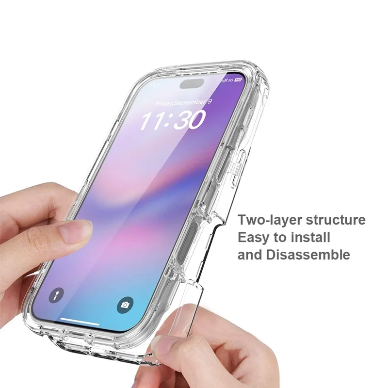 For iPhone 18 Pro / 17 Pro Case Built-In PET Screen Protector PC+TPU Full Body Shockproof Phone Cover - Black