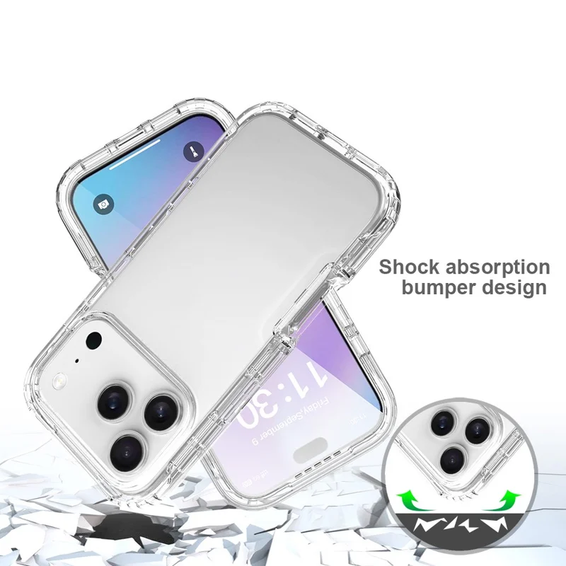 For iPhone 18 Pro / 17 Pro Case Built-In PET Screen Protector PC+TPU Full Body Shockproof Phone Cover - Black