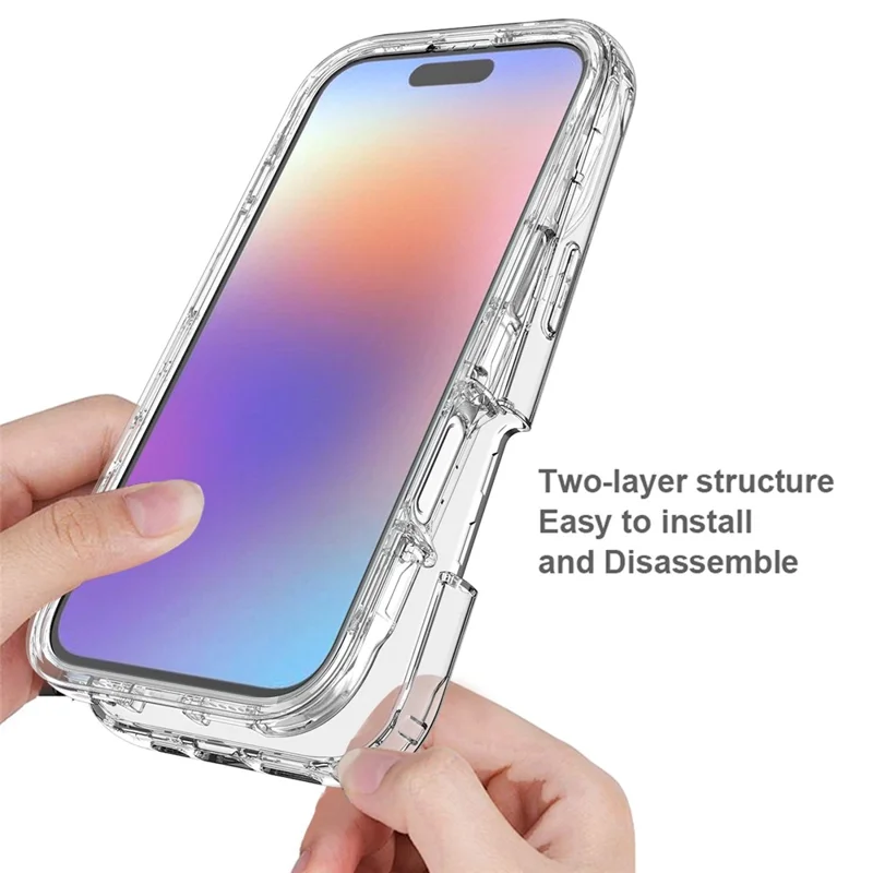 For iPhone 17 Case Built-In PET Screen Protector PC+TPU Full Body Shockproof Phone Cover - Black
