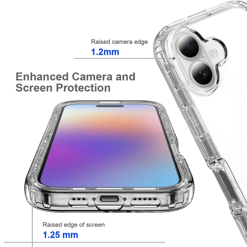 For iPhone 17 Case Built-In PET Screen Protector PC+TPU Full Body Shockproof Phone Cover - Black