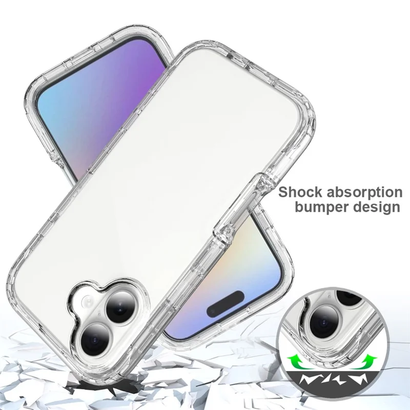 For iPhone 17 Case Built-In PET Screen Protector PC+TPU Full Body Shockproof Phone Cover - Black