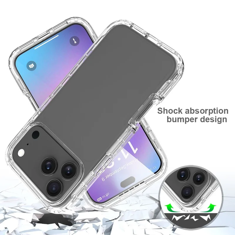 For iPhone 17 Pro Max Case Built-In PET Screen Protector PC+TPU Full Body Shockproof Phone Cover - Black
