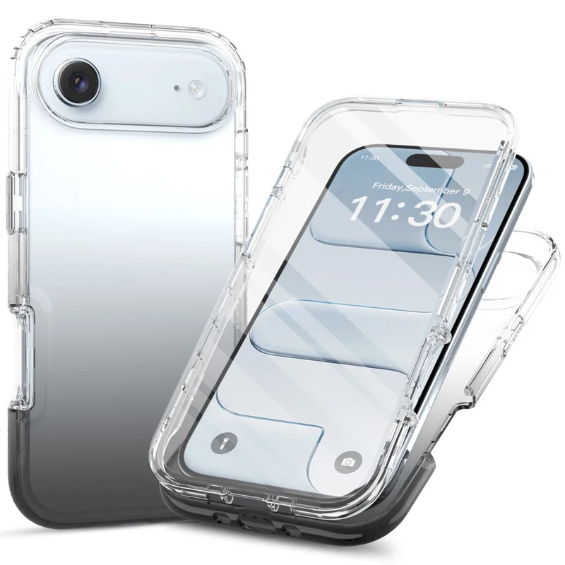 Capa para iPhone Air com Protetor de Ecrã PET Integrado, Capa de Telemóvel Totalmente Protectora em PC+TPU à Prova de Choques - Preto