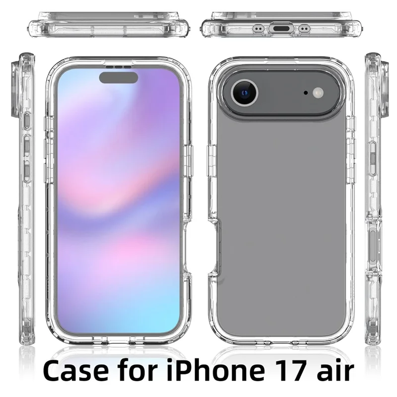 Capa para iPhone Air com Protetor de Ecrã PET Integrado, Capa de Telemóvel Totalmente Protectora em PC+TPU à Prova de Choques - Preto