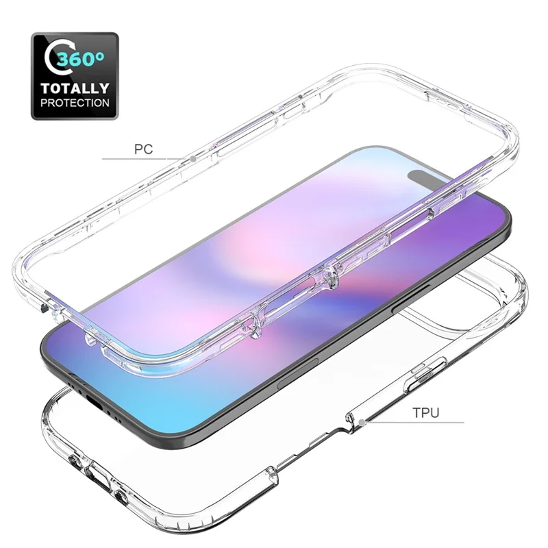 Capa para iPhone Air com Protetor de Ecrã PET Integrado, Capa de Telemóvel Totalmente Protectora em PC+TPU à Prova de Choques - Preto