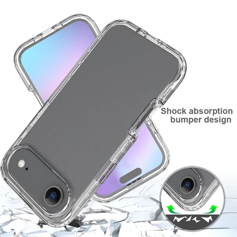 Capa para iPhone Air com Protetor de Ecrã PET Integrado, Capa de Telemóvel Totalmente Protectora em PC+TPU à Prova de Choques - Preto