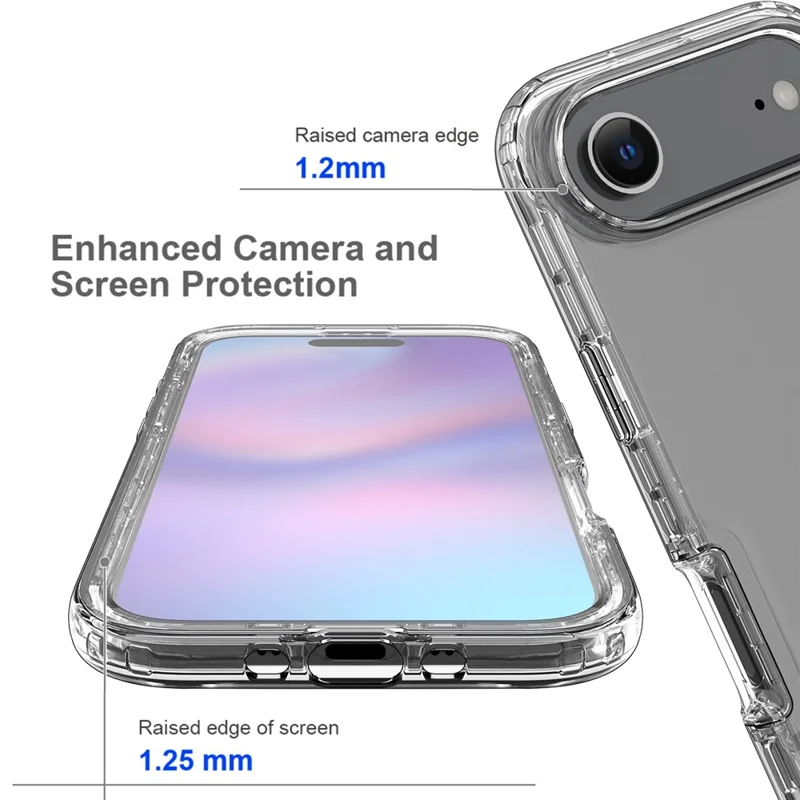 Capa para iPhone Air com Protetor de Ecrã PET Integrado, Capa de Telemóvel Totalmente Protectora em PC+TPU à Prova de Choques - Preto