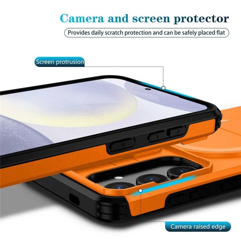 Étui pour Samsung Galaxy S25+ / S24+ Kickstand Caméra Curseur PC + Couverture de téléphone TPU Compatible avec MagSafe - Orange