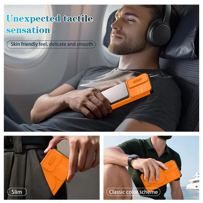 Étui pour Samsung Galaxy S25+ / S24+ Kickstand Caméra Curseur PC + Couverture de téléphone TPU Compatible avec MagSafe - Orange