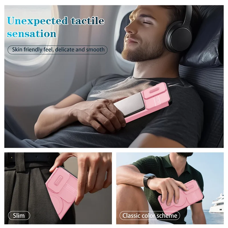 For Samsung Galaxy S25+ / S24+ Case Kickstand Camera Slider PC + TPU Phone Cover Magnetic Case - Pink