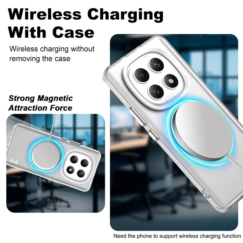 Capa IMAK para Xiaomi Redmi Note 15 5G (China) Compatível com MagSafe, Capa Traseira de Proteção em PC + TPU para Telemóvel - Branco