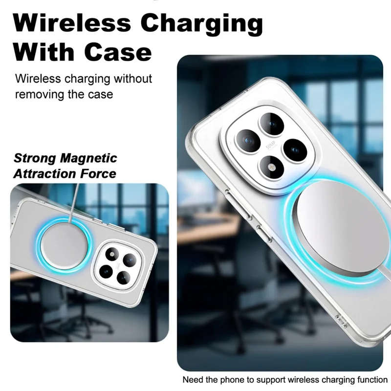 IMAK voor Xiaomi Redmi Note 15 Pro+ 5G hoesje compatibel met MagSafe PC + TPU beschermend telefoon achterklep - Wit