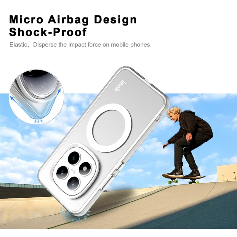IMAK voor Xiaomi Redmi Note 15 Pro+ 5G hoesje compatibel met MagSafe PC + TPU beschermend telefoon achterklep - Wit