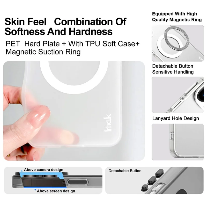 IMAK voor Xiaomi Redmi Note 15 Pro+ 5G hoesje compatibel met MagSafe PC + TPU beschermend telefoon achterklep - Wit