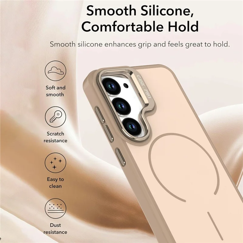 Samsung Galaxy S23+ Hülle Skin-touch PC + TPU Magnetische Handyhülle mit Objektivrahmen Ständer - Wüstengold