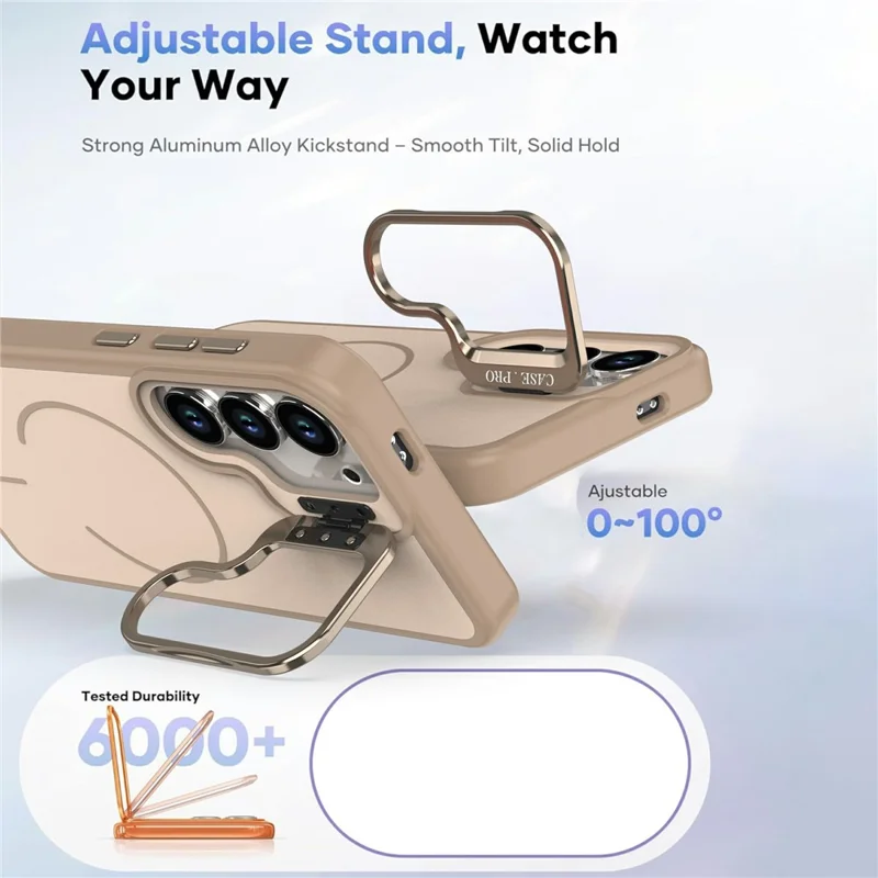 Samsung Galaxy S23+ Hülle Skin-touch PC + TPU Magnetische Handyhülle mit Objektivrahmen Ständer - Wüstengold