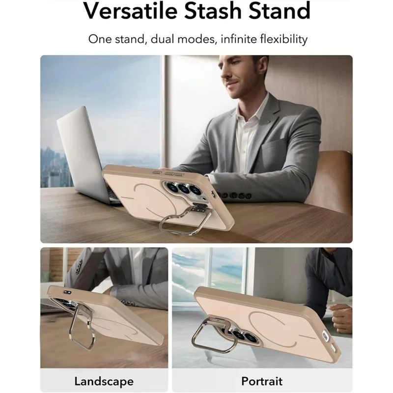 Samsung Galaxy S23+ Hülle Skin-touch PC + TPU Magnetische Handyhülle mit Objektivrahmen Ständer - Wüstengold