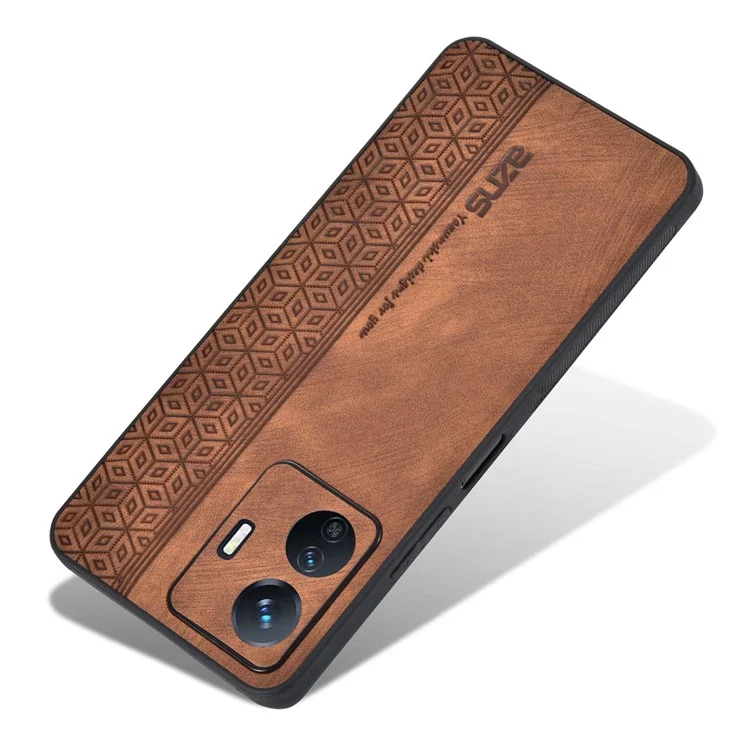 AZNS Case de Téléphone Portable Pour Choc Pour Vivo Y77e 5G / Y77 5G Motif Imprimé PU Couvre TPU Revêtu de Cuir en Cuir en Cuir - Brun