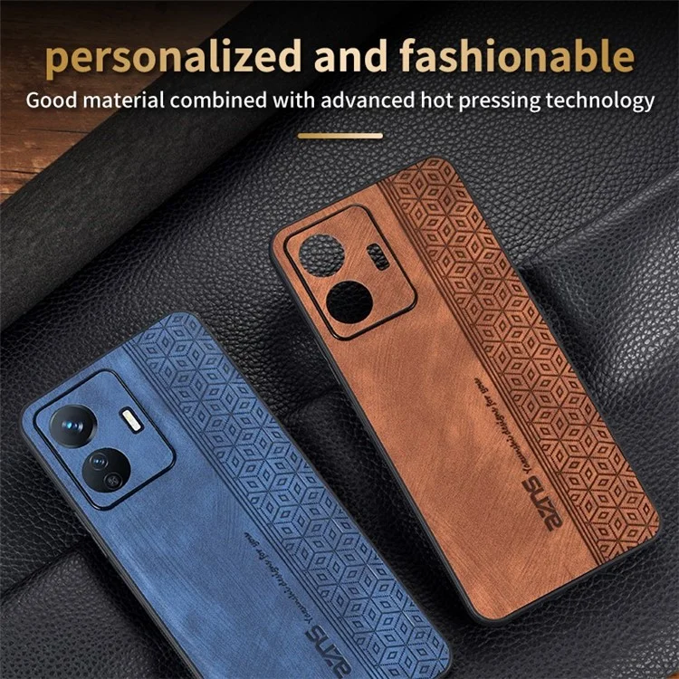 AZNS Case de Téléphone Portable Pour Choc Pour Vivo Y77e 5G / Y77 5G Motif Imprimé PU Couvre TPU Revêtu de Cuir en Cuir en Cuir - Brun