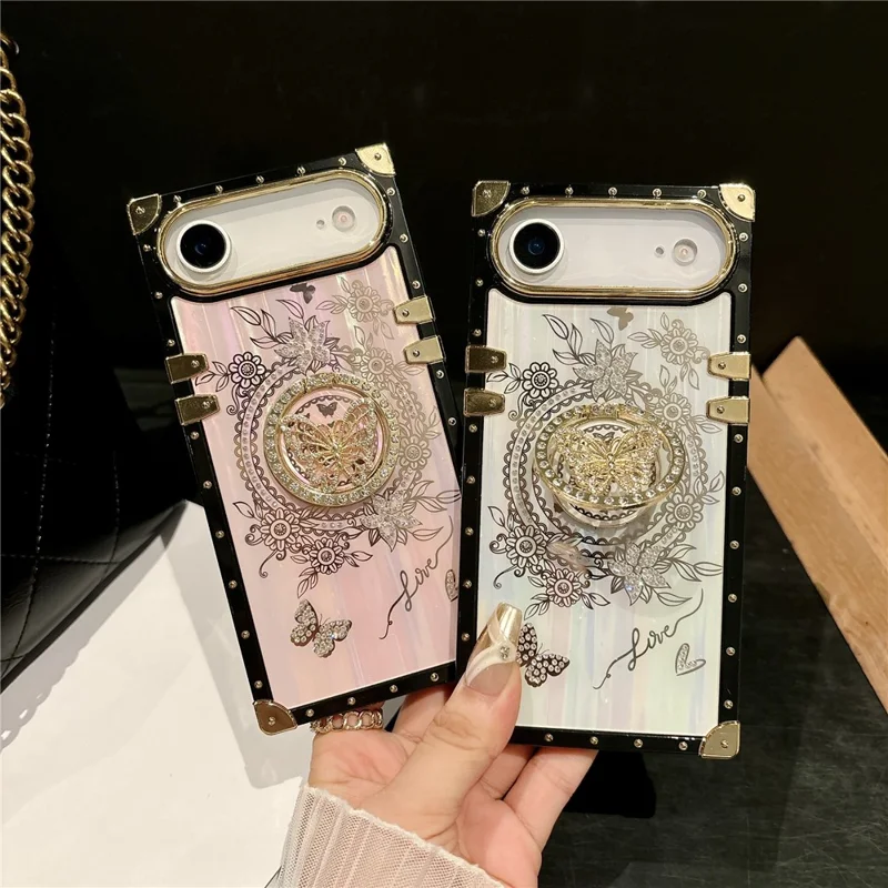 For iPhone Air Cases Rhinestone Decor Butterfly Pattern TPU + PC Phone Cover - Purple