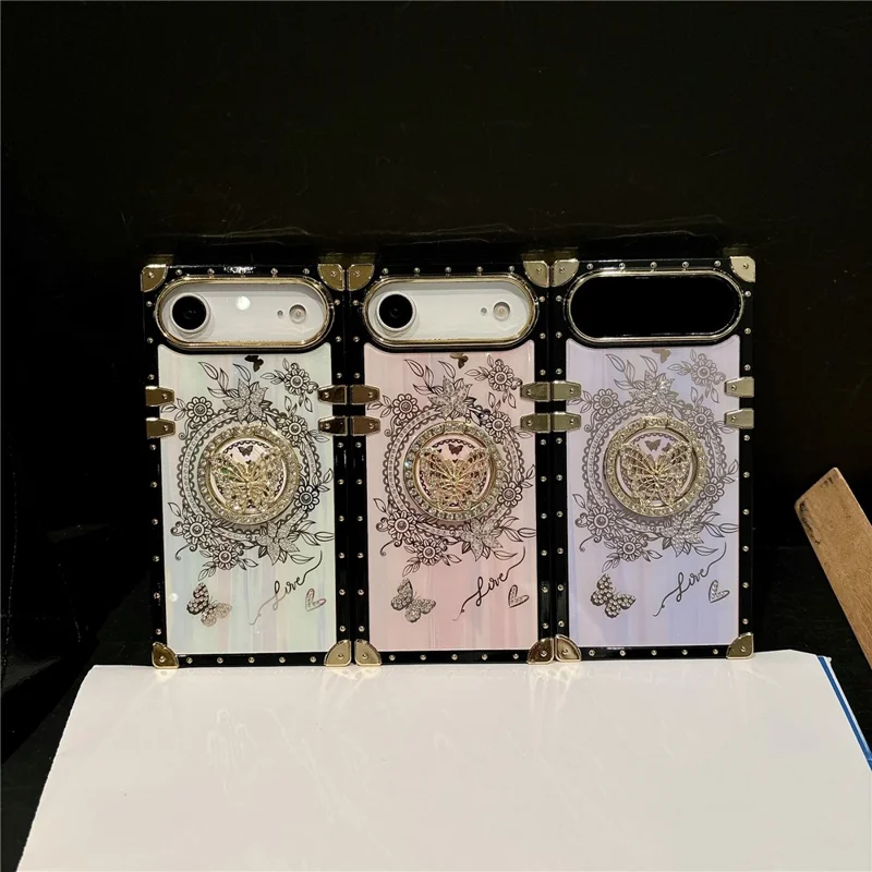 For iPhone Air Cases Rhinestone Decor Butterfly Pattern TPU + PC Phone Cover - Purple