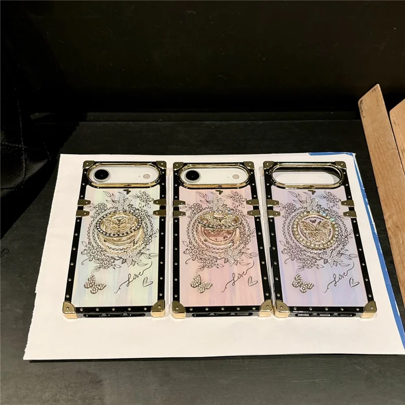 For iPhone Air Cases Rhinestone Decor Butterfly Pattern TPU + PC Phone Cover - Purple