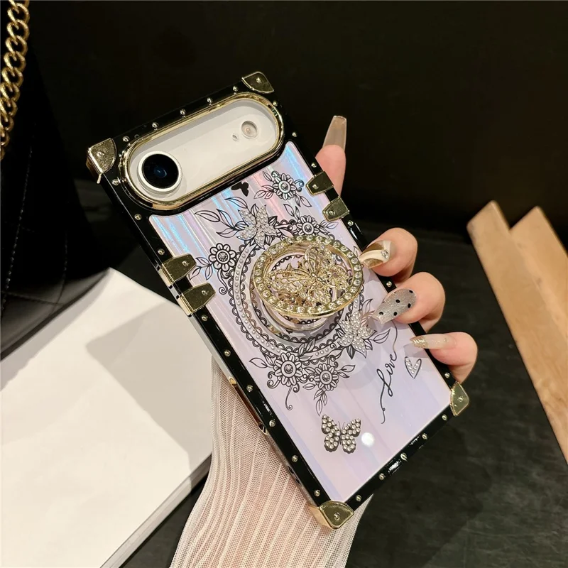 For iPhone Air Cases Rhinestone Decor Butterfly Pattern TPU + PC Phone Cover - Purple