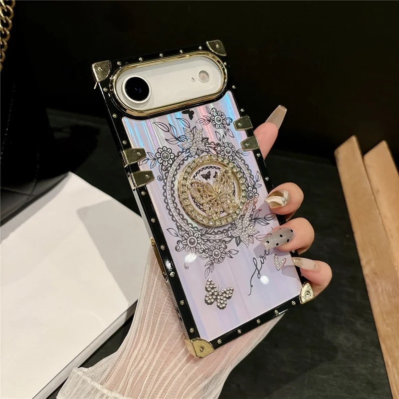 For iPhone Air Cases Rhinestone Decor Butterfly Pattern TPU + PC Phone Cover - Purple