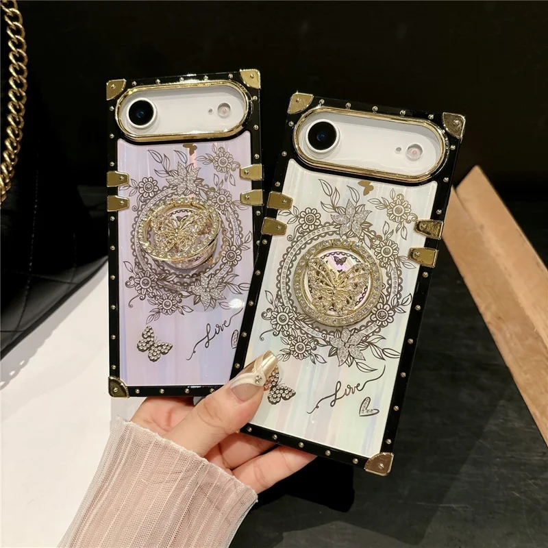 For iPhone Air Cases Rhinestone Decor Butterfly Pattern TPU + PC Phone Cover - Purple