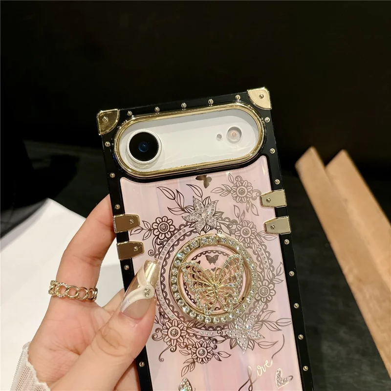 For iPhone Air Cases Rhinestone Decor Butterfly Pattern TPU + PC Phone Cover - Purple