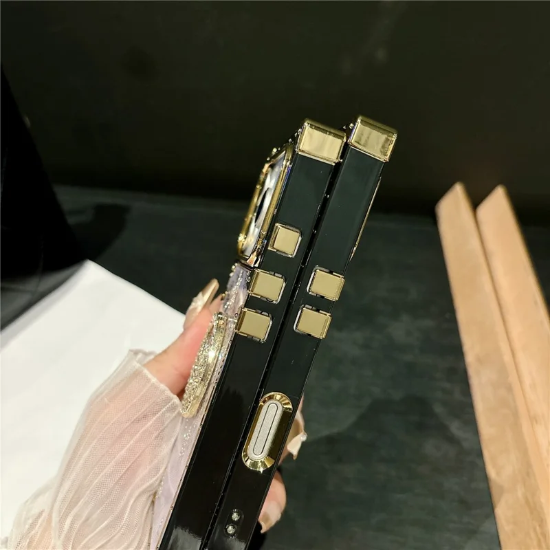 For iPhone 17 Pro Hoesjes met Strassieraden Vlinderpatroon TPU + PC Telefoonhoesje - Paars