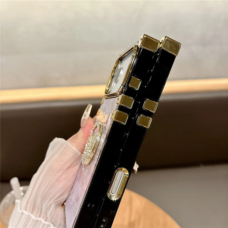 Voor iPhone 17 Pro Max hoesjes met strassdecoratie en vlindermotief TPU + PC telefoonhoes - Roze