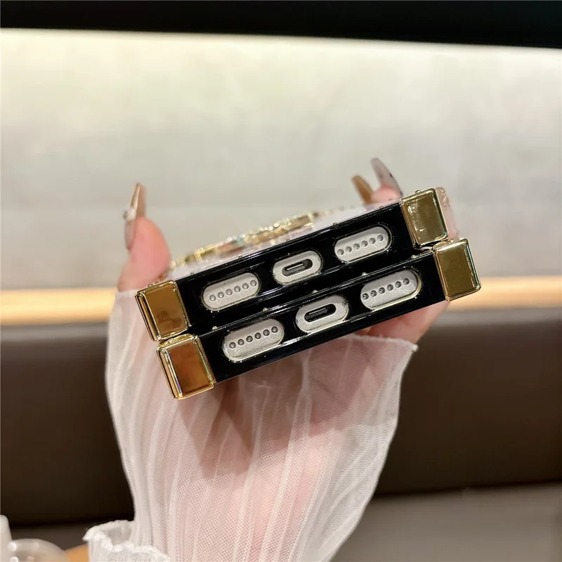 Voor iPhone 17 Pro Max hoesjes met strassdecoratie en vlindermotief TPU + PC telefoonhoes - Roze