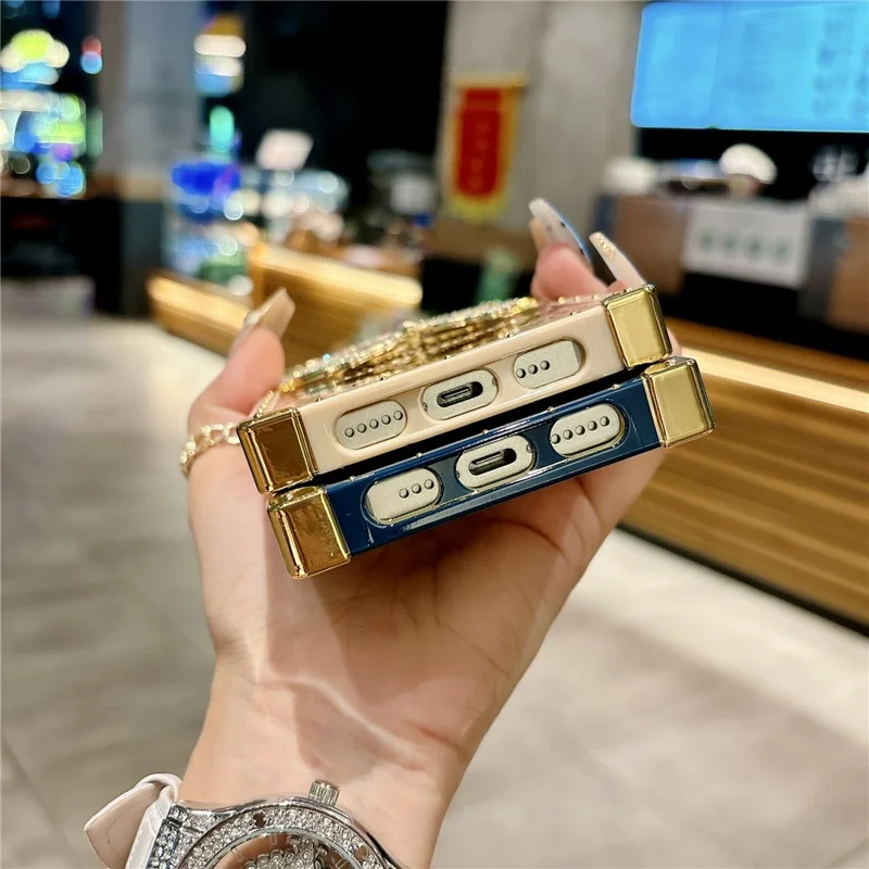 For iPhone 17 Case Electroplated TPU + PC Phone Cover with Butterfly Kickstand - Pink