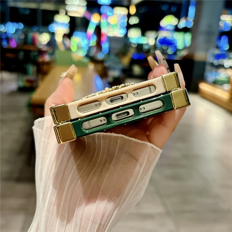 For iPhone Air Case Electroplated TPU + PC Phone Cover with Butterfly Kickstand - Pink