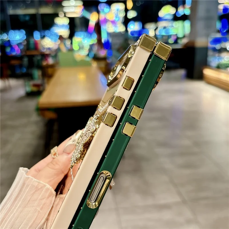 For iPhone Air Case Electroplated TPU + PC Phone Cover with Butterfly Kickstand - Pink