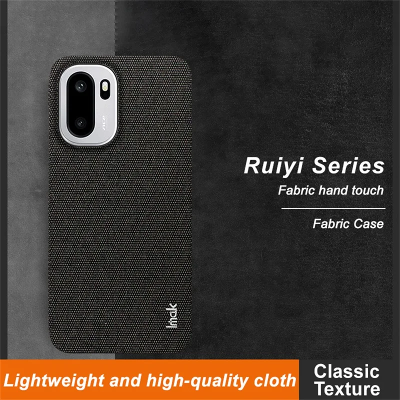 IMAK Ruiyi Series for OnePlus Ace 6T 5G / Ace 6 5G / 15R 5G Case Fabric Texture Leather + PC Phone Back Cover - Black