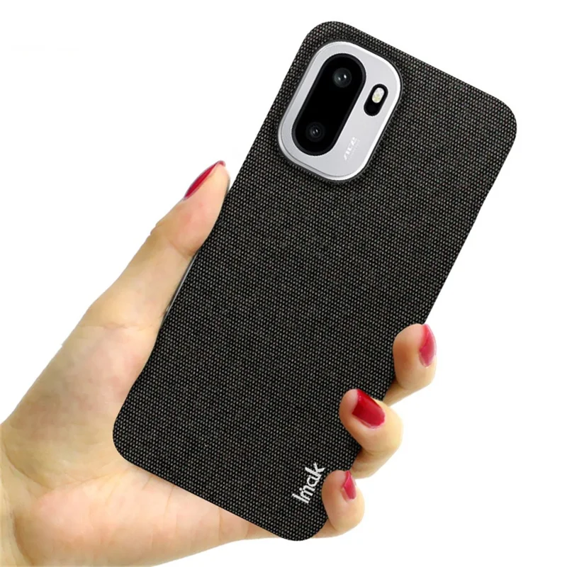 IMAK Ruiyi Series for OnePlus Ace 6T 5G / Ace 6 5G / 15R 5G Case Fabric Texture Leather + PC Phone Back Cover - Black