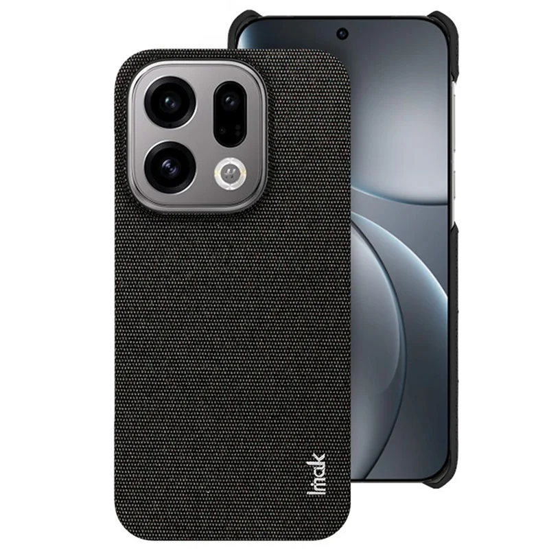 IMAK Ruiyi-serie til Oppo Find X9 5G hylster med stoftekstur Læder + PC bagside til telefon - Sort