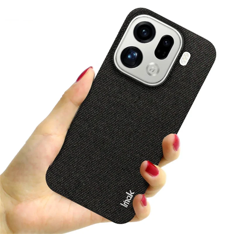 IMAK Série Ruiyi pour Oppo Find X9 Pro 5G Étui Texture Tissu Cuir + PC Couverture Arrière pour Téléphone - Noir