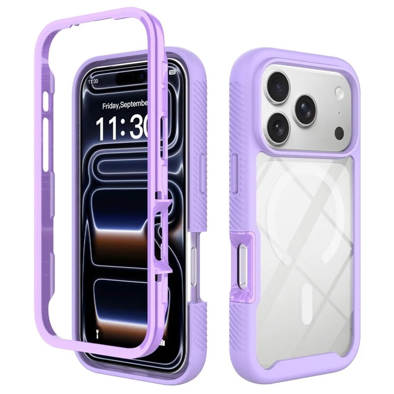 For iPhone 17 Pro Magnetic Case PC + TPU Protective Phone Back Cover (No PET Film) - Purple